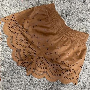 Gently worn, suede like shorts